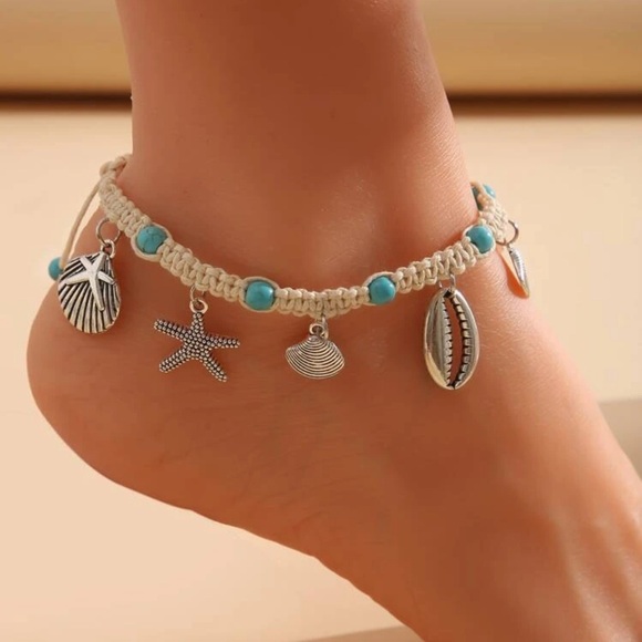 Jewelry - Starfish & Shell Charm Adjustable Anklet